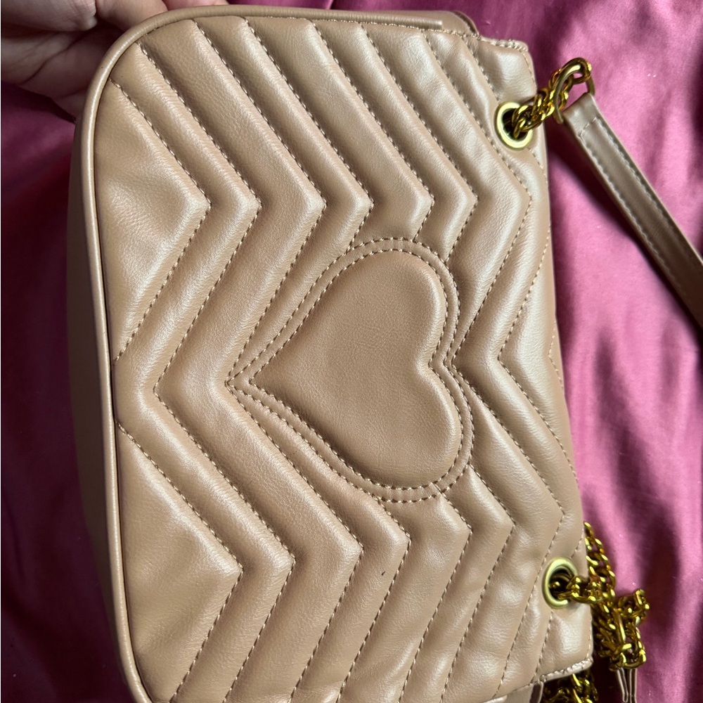 BeigeLeather Shoulder Bag with Gold - Picture 2 of 4